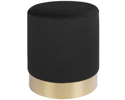 Van Leeuwen | pouf | zwart | fluweel en staal | 34x43cm | poef | hocker | Kruk | hockers en poefen | fluwelen poef | Wood Selections