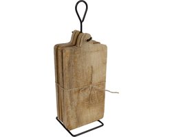 Van Manen Onderbord/snijplank/serveerplank  Met Standaard 35x12x10cm Hout Naturel 5-delig