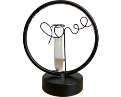 Van Mil | Tafellampje Amour | Cirkel met glazen buisje en ledverlichting | Zwart