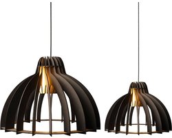 Van Tjalle en Jasper | Granny Smith XL hanglamp - Black | Extra Groot | MDF (hout) - Laser gesneden | Zwart | E27 fitting | Dimbaar - Geschikt voor dimbare E27 LED lichtbron | Uniek Dutch Design Product | Gemaakt in Amsterdam