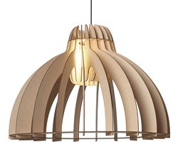Van Tjalle en Jasper | Granny Smith XL hanglamp - Natural | Extra Groot | MDF (hout) - Laser gesneden | Hout kleur | E27 fitting | Dimbaar - Geschikt voor dimbare E27 LED lichtbron | Uniek Dutch Design Product | Gemaakt in Amsterdam