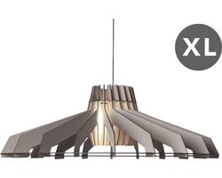 Van Tjalle en Jasper | Nikolamp Tesla XL hanglamp - Soft Grey | Bouwpakket | Extra Groot | MDF (hout) - Laser gesneden | Grijs | E27 fitting | Dimbaar - Geschikt voor dimbare E27 LED lichtbron | Uniek Dutch Design Product | Gemaakt in Amsterdam