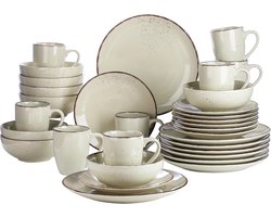 Vancasso Serviesset Beige 32 stuks - Met Mok en Kom -Tafelgerei - Chique Serviesset - Keramisch serviesset - 8 personen