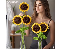 VANDAAG VERZONDEN - Gehaakte Zonnebloem 3 STUKS - Handgemaakte Bloemen - Kunstbloemen Decoratie - DIY Bloemen Kit - Tafelstuk Decoratie - Herfst Bloemen - Bruiloft Decoratie - Moederdag Cadeau - Valentijnsdag Decoratie - Woondecoratie