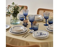 Vanessa Porseleinen 24-delige serviesset voor 6 personen, blauw
