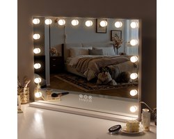 VANITII GLOBAL Grote Hollywood Vanity Spiegel met Lichten Tafelblad Wandmontage 80*58CM