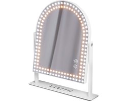 VANITII Hollywood Make-up Spiegel - Instelling Driekleurenlicht, Smart Touch, Gratis Draaibaar, 10x Vergrootglas-25x30cm Wit