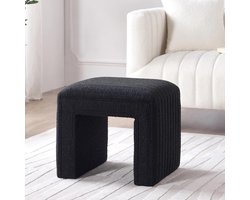 Vanity Kruk - Ottomaanse Poef - Make-up Zitten - Dik Schuim Comfort - 50.8x42.7x45 cm - Zwart