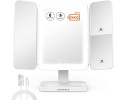 Vanity Spiegel met 1000LUX Heldere LED's - Natuurlijke Verlichting - Draagbaar en 360 Rotatie