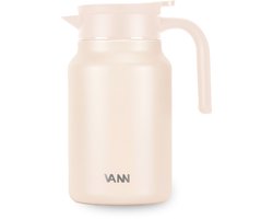 VANN® 3-wandige RVS Thermoskan 1.5L – Isoleerkan – Schenkkan met Drukknop – Voor Koffie, Thee, IJswater & Meer – 36u Koud / 24u Warm – VANN® Family Jug – Flesh Pink