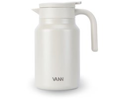 VANN® 3-wandige RVS Thermoskan 1.5L – Isoleerkan – Schenkkan met Drukknop – Voor Koffie, Thee, IJswater & Meer – 36u Koud / 24u Warm – VANN® Family Jug – Oatstone