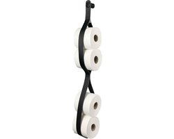 Vannons – Reserverolhouder Hangend Muur - Toiletrolhouder 4 rollen – Leer – Zwart