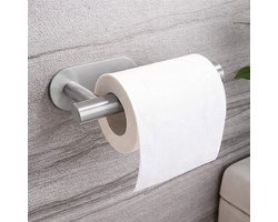 Vannons - Toiletrolhouder - WC Rolhouder Zwart zonder Boren - Zelfklevend - WC Rol Houder RVS - Zilverkleurig