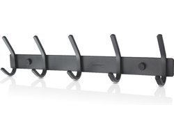 Vannons - Wandkapstok - Kapstok Hangend - RVS Metaal - 10 Hangers - Industrieel - 35 cm - Kapstok Zwart