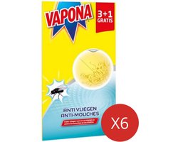 Vapona Vensterstickers Anti Vliegen Geel - 6 x 4 (24) stuks