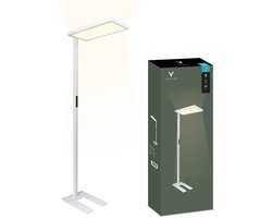 Varin® LED Bureaulamp - Wit - Dimbaar - 110W (eq. 1000W) - 10500 lumen - Up & Down lamp - Veel en soft licht - Bureau lamp - Hobbylamp daglicht staand - Vloerlamp - Staande hobby lamp - Touchknop -Daglichtlamp - Vloerlampen werklamp - Daylight lamp