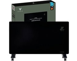 Varin® Smart Design Elektrische kachel - 2500 Watt - 85x55cm - Zwart glas - IP24 - Met thermostaat - Wandmontage of verrijdbaar - Elektrische verwarming badkamer - Convectorkachel electrisch - Electrische kachels voor binnen - Elektrisch - Tuya Wifi