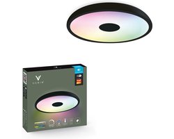 Varin® Smart LED Badkamerlamp met Bluetooth speaker - Ø 28cm - Zwart - IP44 Spatwaterdicht - Extra E27 fitting - Badkamerverlichting - Plafondlamp badkamer - Verlichting overkapping - Plafonniere - Plafond - Verlichting kinderkamer - Tuya Wifi