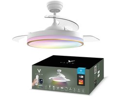 Varin® Smart Plafondventilator met LED verlichting RGBW - Wit/Goud - Tuya Wifi - Ø 50cm/108cm - Super stil - Smart lamp - Plafondlamp slaapkamer - Plafonniere woonkamer - Plafondlampen - Plafond lamp - Verlichting kinderkamer - Plafond ventilator