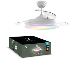 Varin® Smart Plafondventilator met verlichting - Wit - Tuya Wifi - LED RGBW - Ø 50cm/108cm - Super stil - Smart lamp - Plafondlamp slaapkamer - Plafonniere woonkamer - Plafondlampen - Plafond lamp - Verlichting kinderkamer - Ventilator