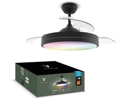 Varin® Smart Plafondventilator met verlichting - Zwart - Tuya Wifi - LED RGBW - Ø 50cm/108cm - Super stil - Smart lamp - Plafondlamp slaapkamer - Plafonniere woonkamer - Plafondlampen - Plafond lamp - Verlichting kinderkamer - Ventilator