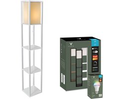 Varin® Vloerlamp met vakken - Wit - Met E27 Led lamp - Dimbaar - Witlicht RGB - Smart Lamp Tuya wifi - Slimme staande lampen - Sfeerlamp - Vakkenkast - Lamp industrieel - Daglichtlamp - Vloerlampen - Verlichting woonkamer, keuken en slaapkamer