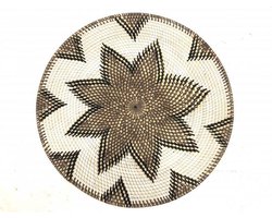 Varios - Rotan schaal - Ø60 - Wanddecoratie rond - Wandborden - Wandschijven - bruin gebroken wit