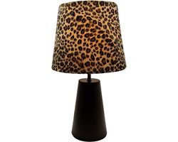Various Leo Tafellamp – 1 lichts – Ø20 cm – Leopard – Fluweel