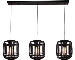 Various Woven Hanglamp- 3-lichts- Zwart- Natuurlijk & stijlvol design voor boven de eettafel