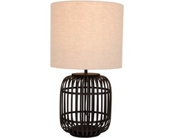 Various Woven Tafellamp – Ø24 cm – Bamboe – Zwart – E27 – Sfeervolle Boho Stijl