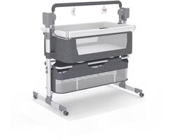 Varnox Babybed - Elektrisch babybed - Elektrische babywieg - Schommelbed - Co sleeper - Co-sleeper - Wieg - Baby bedje - Ledikant - Bluetooth - Verplaatsbaar - Draagbaar - Klamboe - Donkergrijs - Grijs