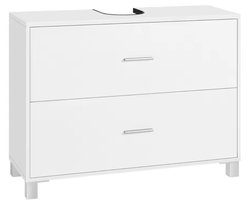 Varnox Badkamerkast - Badkamer Kast - Onderbouw kast - Wastafel kast - Gootsteen kast - Badkamermeubel - Uitsparing - 2 lades - 2 laden - Wit - 80x30x60cm
