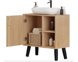 Varnox Badkamerkast - Kastje badkamer - Wastafel kast - Badkamer meubel - Houten badkamerkast - Onderkast - Onderbouwkast - Kastje - Hout - Bruin - 60x60.5x30cm