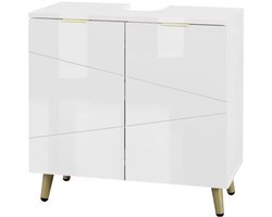 Varnox Badkamerkast - Kastje badkamer - Wastafel kast - Badkamer meubel - Houten badkamerkast - Onderkast - Onderbouwkast - Kastje - Hout - Hoogglans - Wit - 60x30x60cm