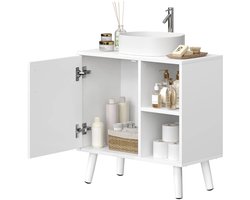 Varnox Badkamerkast - Kastje badkamer - Wastafel kast - Badkamer meubel - Houten badkamerkast - Onderkast - Onderbouwkast - Kastje - Hout - Wit - 60x60.5x30cm