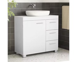 Varnox Badkamerkast - Kastje badkamer - Wastafel kast - Badkamer meubel - Houten badkamerkast - Onderkast - Onderbouwkast - Kastje - Hout - Wit - 70x64x30cm