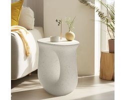 Varnox Bijzettafel - Kleine bijzettafel - Sidetable - Banktafel - Tafel - Eindtafel - Nachtkastje - Betonnen bijzettafel - Lichtgewicht beton - Naast bank - Naast bed - Gebroken wit