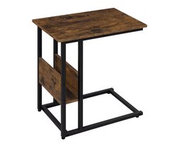 Varnox Bijzettafel - Kleine bijzettafel - Sidetable - Banktafel - Tafel - Eindtafel - Nachtkastje - Naast bank - Naast bed - Met opbergvak - Met krantenbak - Tijdschrift bak - Industrieel - Rustiek Bruin