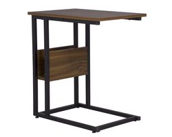 Varnox Bijzettafel - Kleine bijzettafel - Sidetable - Banktafel - Tafel - Eindtafel - Nachtkastje - Naast bank - Naast bed - Met opbergvak - Met krantenbak - Tijdschrift bak - Industrieel - Donkerbruin