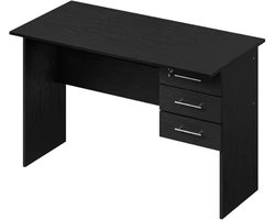 Varnox Bureau - Computer Bureau - Computer tafel - Tafel - Tafel met lades - Basic bureau - 3 laden - Met slot - Zwart - 120cm