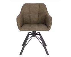 Varnox Eetkamer Stoel - Eettafel stoel - Stoel - Draaistoel - Eetkamerstoel - Fauteuil - Stoel - PU Leer - PU Leder - 1 stuk - 360 graden draaibaar - Bruin - Zwarte Poot