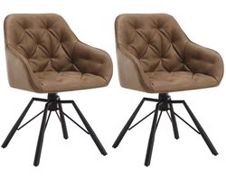 Varnox Eetkamer Stoelen - Eettafel stoelen - Stoelen - Draaistoel - Eetkamerstoel - Fauteuil - Stoel - PU Leer - PU Leder - Set van 2 - 360 graden draaibaar - Lichtbruin - Zwarte Poot