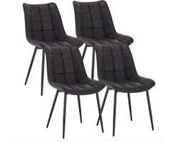 Varnox Eetkamer Stoelen - Eettafel stoelen - Stoelen - Eetkamerstoel - PU Leer - PU Leder - Set van 4 - Antraciet - Zwarte Poot