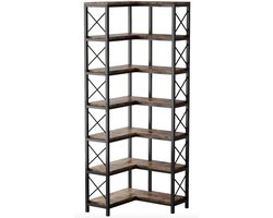 Varnox Hoekkast - Kast - Boekenkast - Open Kast - Hoek - Opbergkast - Industrieel - Hout - Metaal - Bruin/Zwart