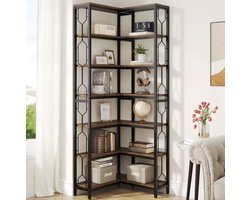 Varnox Hoekkast - Kast - Boekenkast - Open Kast - Hoek - Opbergkast - Industrieel - Hout - Metaal - Bruin/Zwart