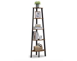 Varnox Hoekkast - Kast - Boekenkast - Open Kast - Hoek - Opbergkast - Industrieel - Hout - Metaal - Bruin/Zwart