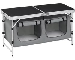 Varnox Kampeertafel - Klaptafel - Camping tafel - Outdoor Tafel - Aluminium - Inklapbaar - Met handvat - Waterafstotend - Hoogte verstelbaar - Met opbergruimte - Opberg zakken - Grijs
