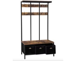 Varnox Kapstok - Kledingrek - Kledingstandaard - Garderobekast - Kleerhanger - Garderoberek - Gangmeubel - Kapstok - Staande kapstok - Vestiairemeubel - Kast - Rek - Planken - Bakken - Eikenhout - 100x37x187cm