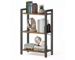 Varnox Kastje - Kast - Boekenkast - Kleine kast - Bijzettafel - Nachtkastje - Tafel - Planken kast - 3 planken - Bruin - Zwart