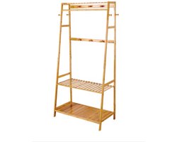 Varnox Kledingrek - Garderoberek - Rek - Kleding - Open kledingrek - Kledingkast - Planken - Stang - Bamboe - Hout